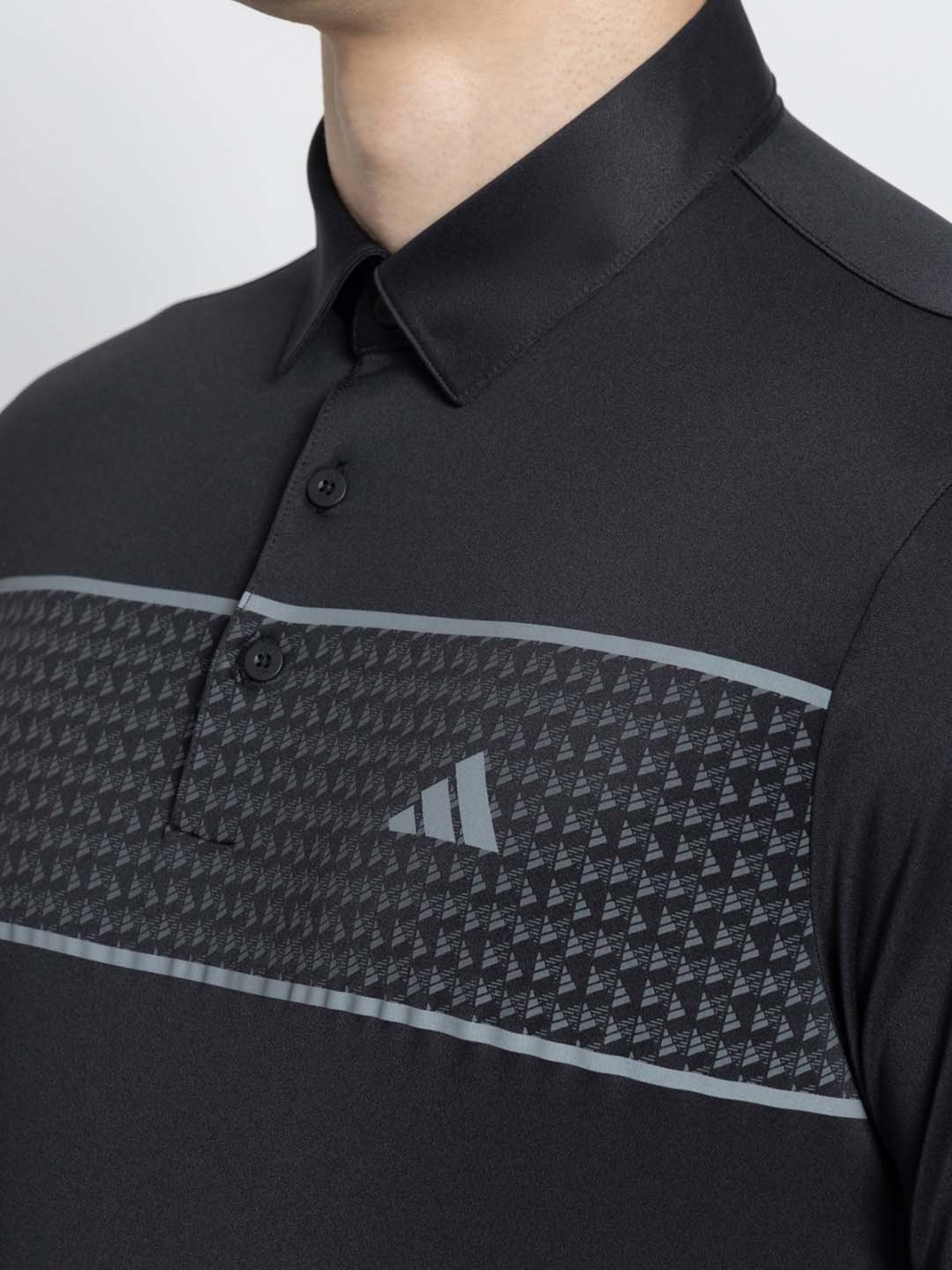 adidas Black Regular Fit Printed Golf Polo T-Shirt