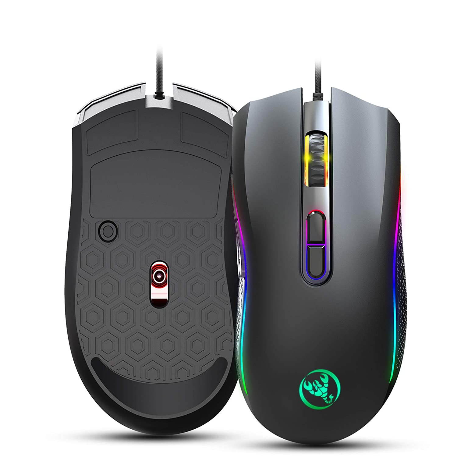 Gaming Mouse Wired,7200 DPI Adjustable, 7 Programmable Buttons, 6 Kinds of RGB Backlit Gaming Mouse, Lightweight Mouse for Laptop PC Gamer Computer Desktop