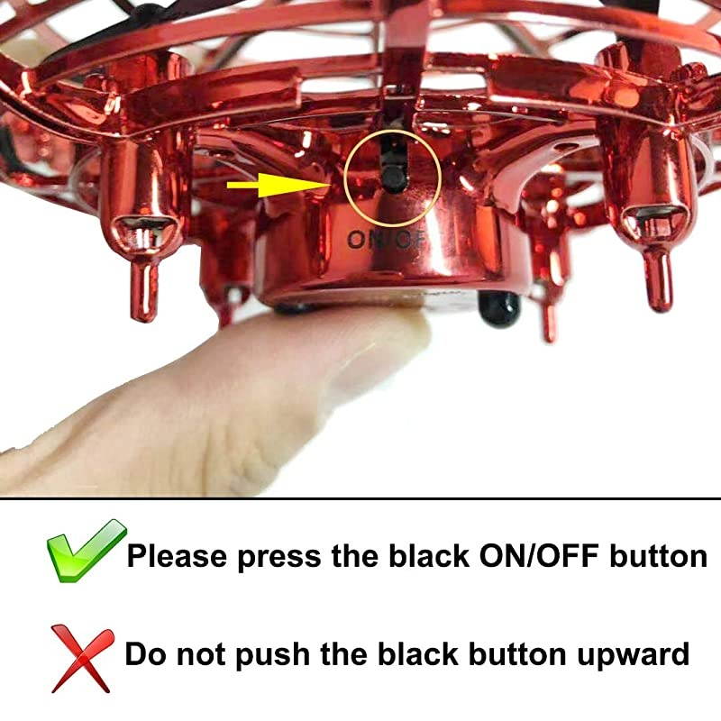 Toys Kids Flying Drones Mini Hand Controlled Flying Ball Drone with 2 Speed and LED Light for Kids and Girls Gift Red