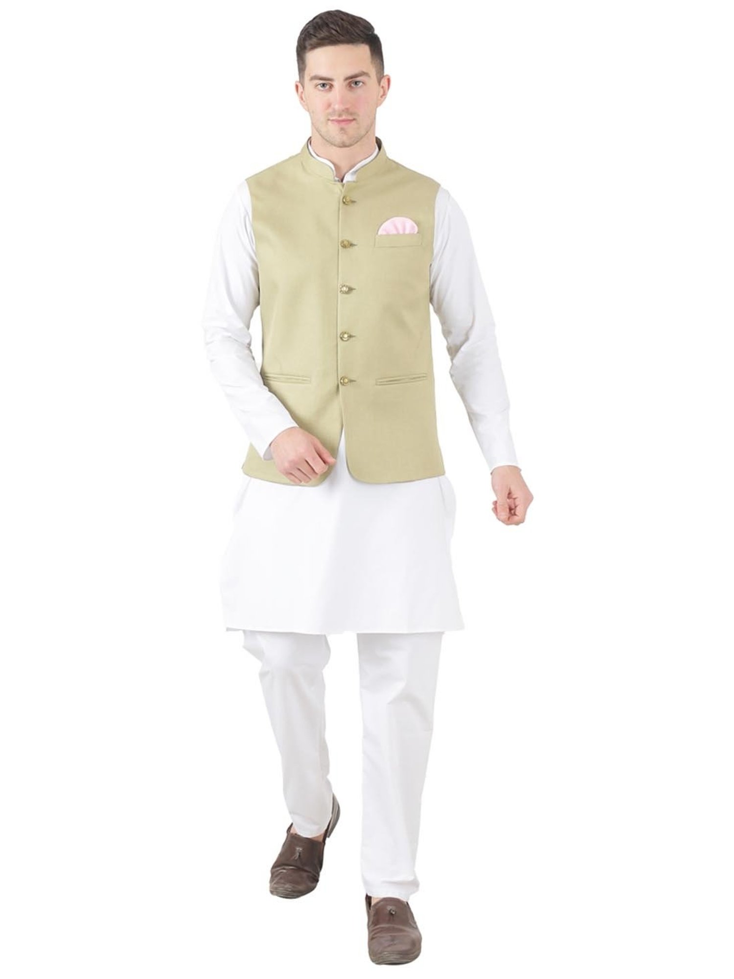 TAHVO Green  Slim Fit Nehru Jacket