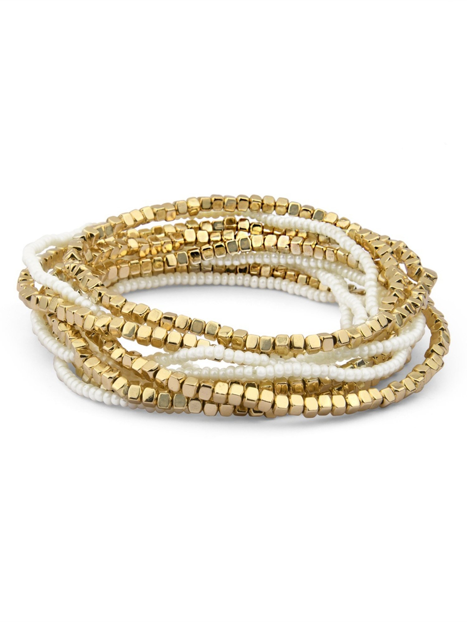 Accessorize London Women's Gold Pearly Stretch Bracelet Pack