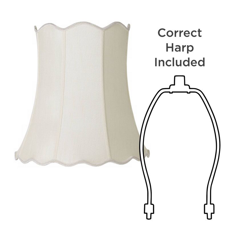 Imperial Shade Creme Large Scallop Bell Lamp Shade 14" Top x 20" Bottom x 20" Slant x 19.75 High (Spider) Replacement with Harp and Finial