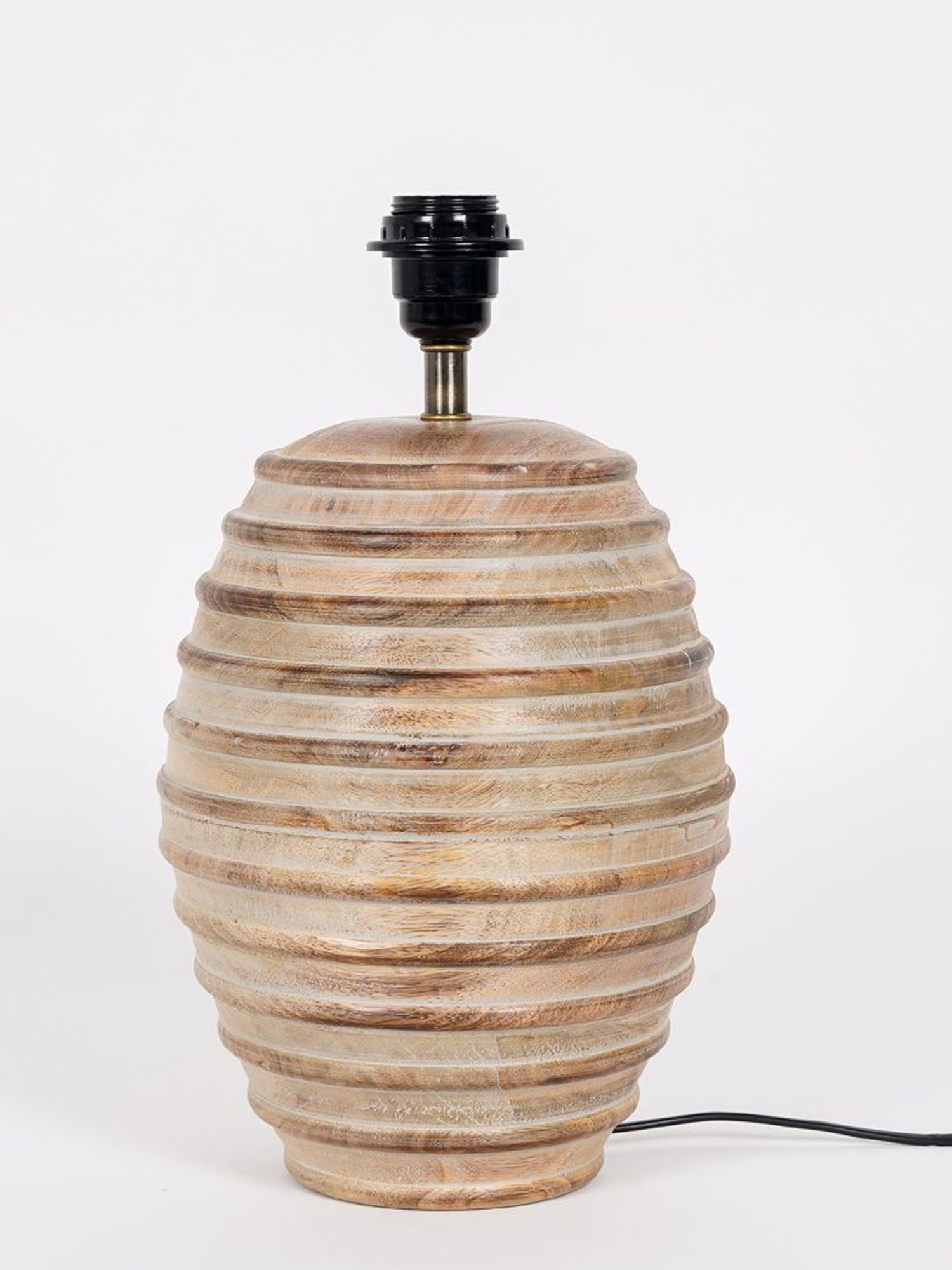 Kapoor Lamp Shades Natural White & Red Wood Paola Carved Cotton Shade Table Lamp