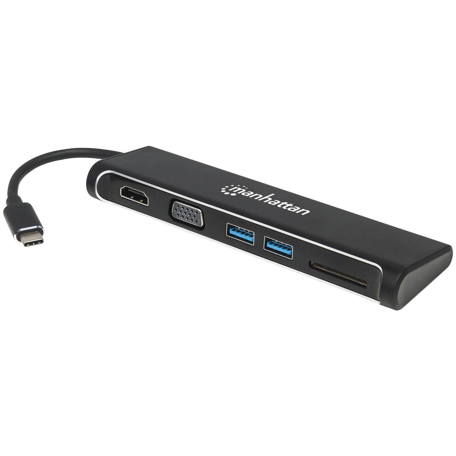 Manhattan 152631 Superspeed Usb-C To Hdmi/Vga 4-In-1 Docking Converter