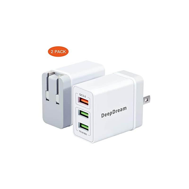 USB Wall Charger 30W Fast USB Wall Plug 2Pack 3Port USB Charger  Charger Block with QC 30 Foldable Plug Adapter for iPhone 11 ProMAXXXSXRXS Max876Plus iPad Samsung and More