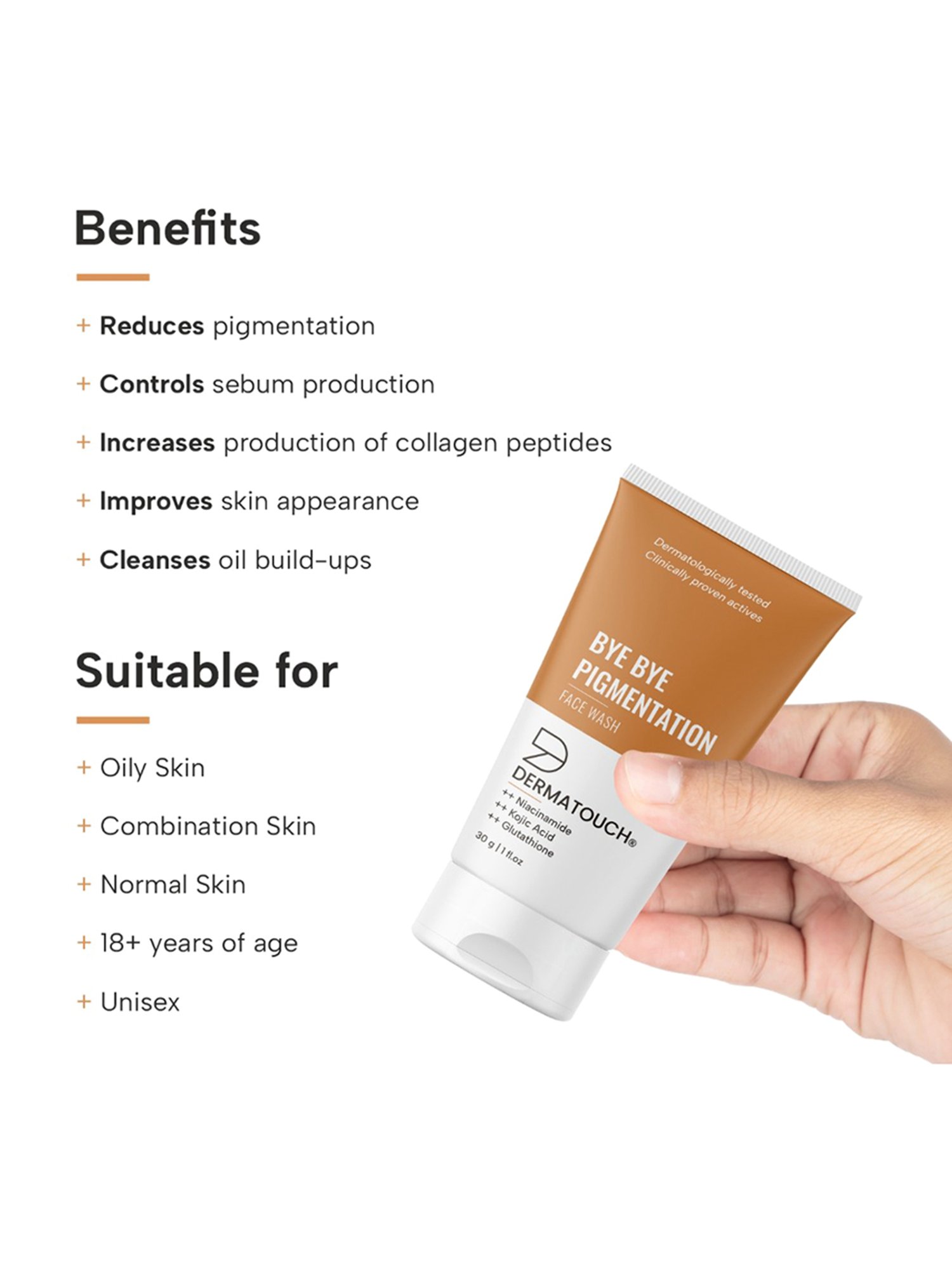 DERMATOUCH Bye Bye Pigmentation Face Wash - 30 gm