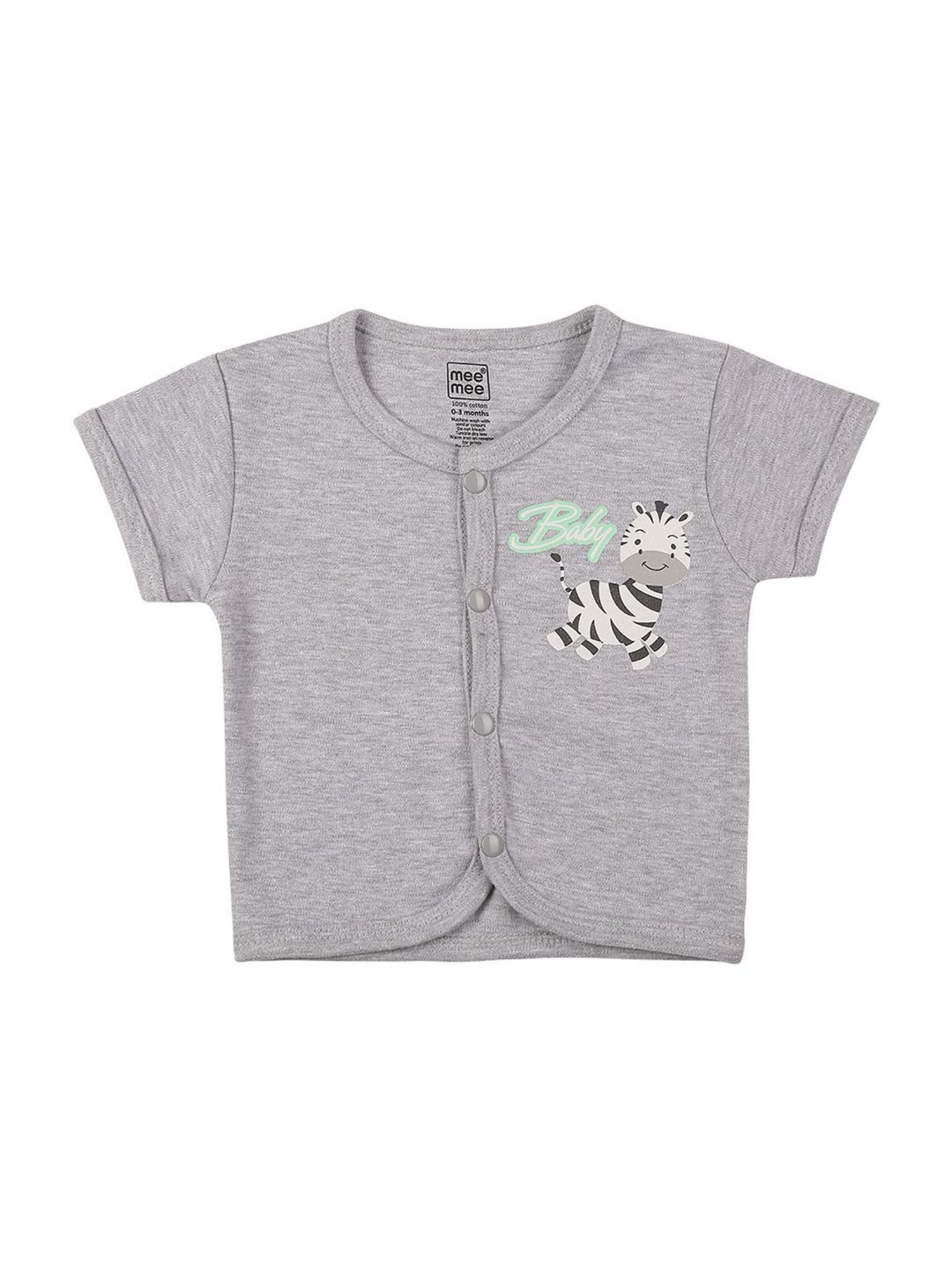 Mee Mee Kids Green & White Cotton Printed Jabla (Pack of 3)