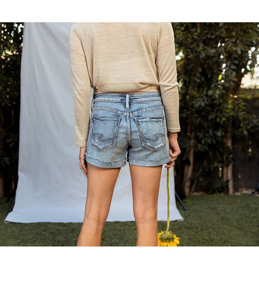 Celebrity Pink High Rise Destructed Frayed Hem Denim Shorts