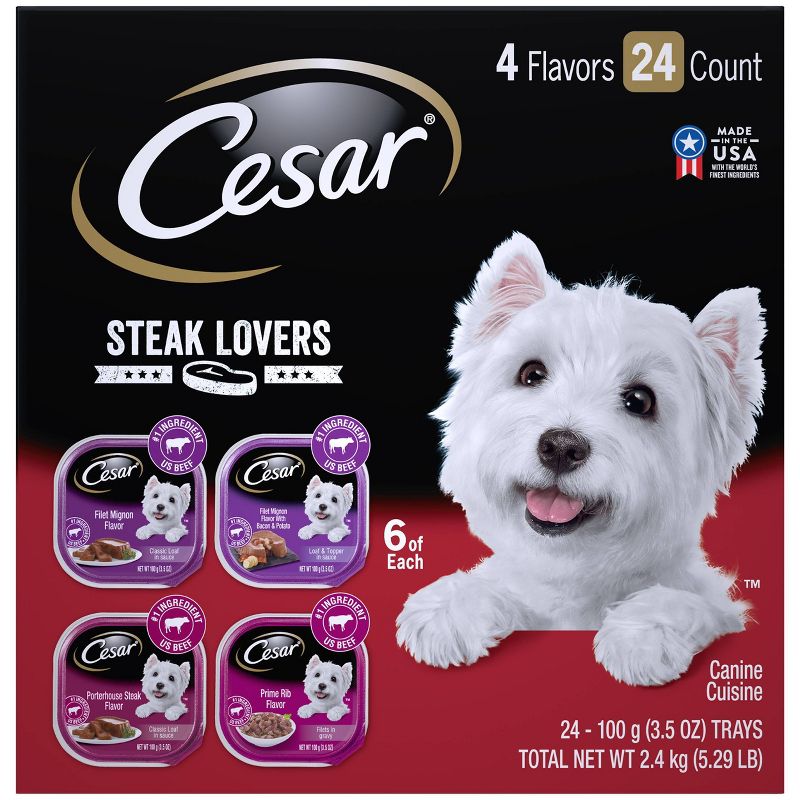 Cesar Steak Lovers Wet Dog Food - 3.5oz/24ct Variety Pack