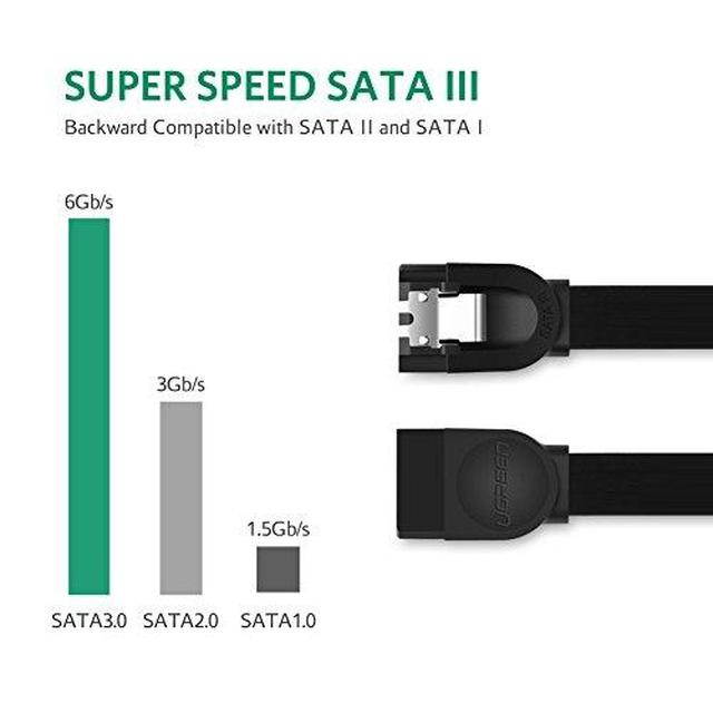 UGREEN SATA Cable III 3 Pack 6Gbps Straight HDD SDD Data Cable with Locking Latch 18 Inch for SATA HDD, SSD, CD Driver, CD Writer
