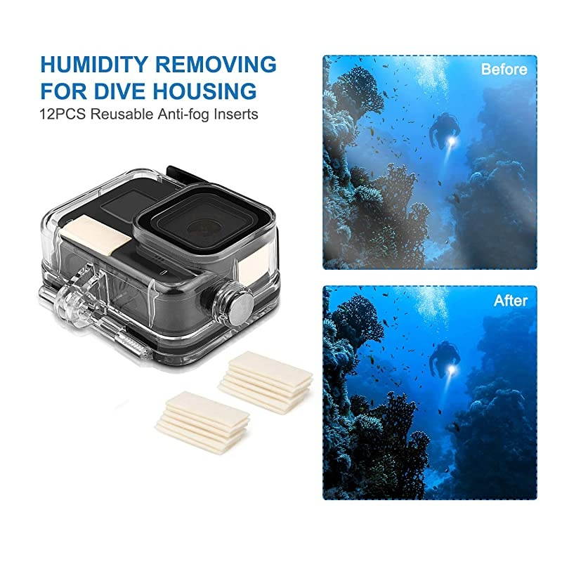 Accessories Kit for GoPro Hero 8 Black Bundle Includes Waterproof Housing + Tempered Glass Screen Protector + Carrying Case + Sleeve Case + Snorkel Filters + AntiFog Inserts for Go Pro Hero8