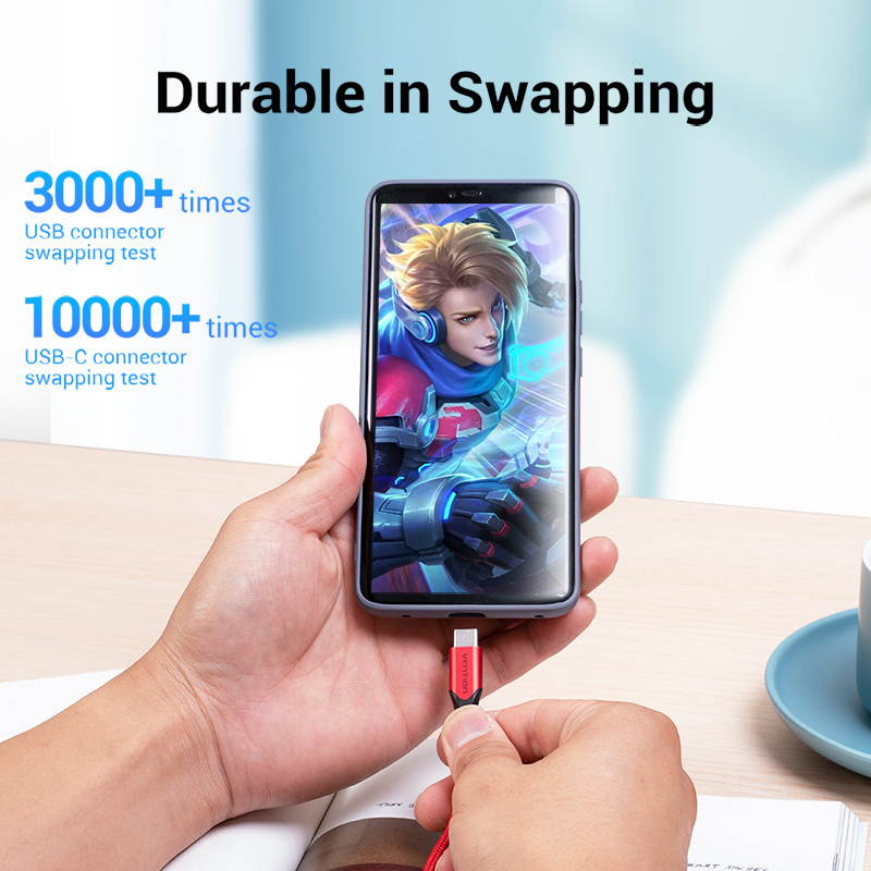 Vention USB Type C Cable Quick Charge Nylon USB A to USB C Cable 3A Fast Charging Compatible