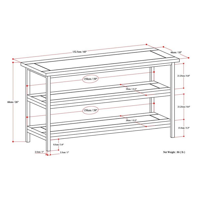 60" Rhonda Solid Mango Wood TV Stand Dark Cognac Brown - WyndenHall