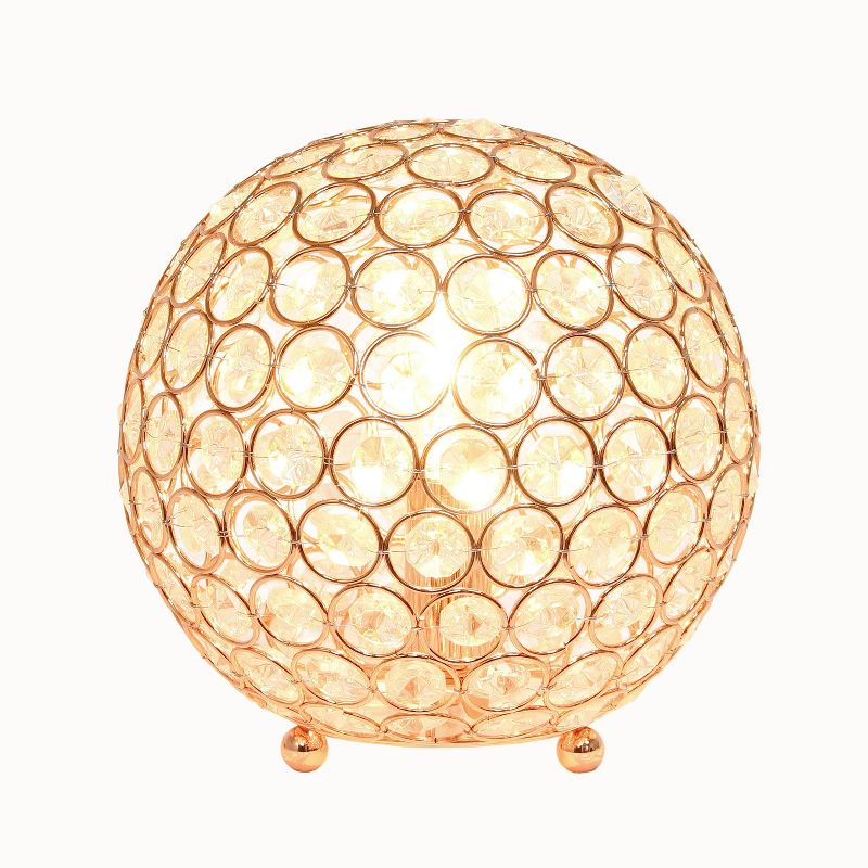 8" Elipse Crystal Ball Sequin Table Lamp Rose Gold - Elegant Designs