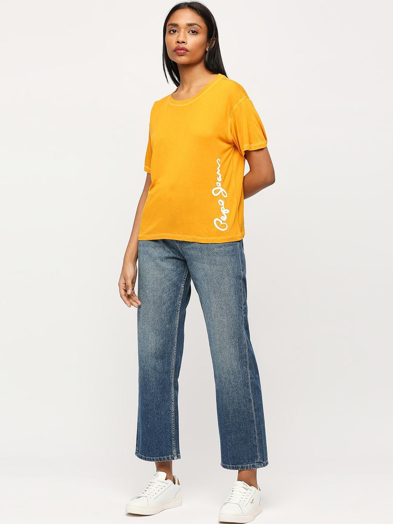 Pepe Jeans Yellow Logo Print T-Shirt
