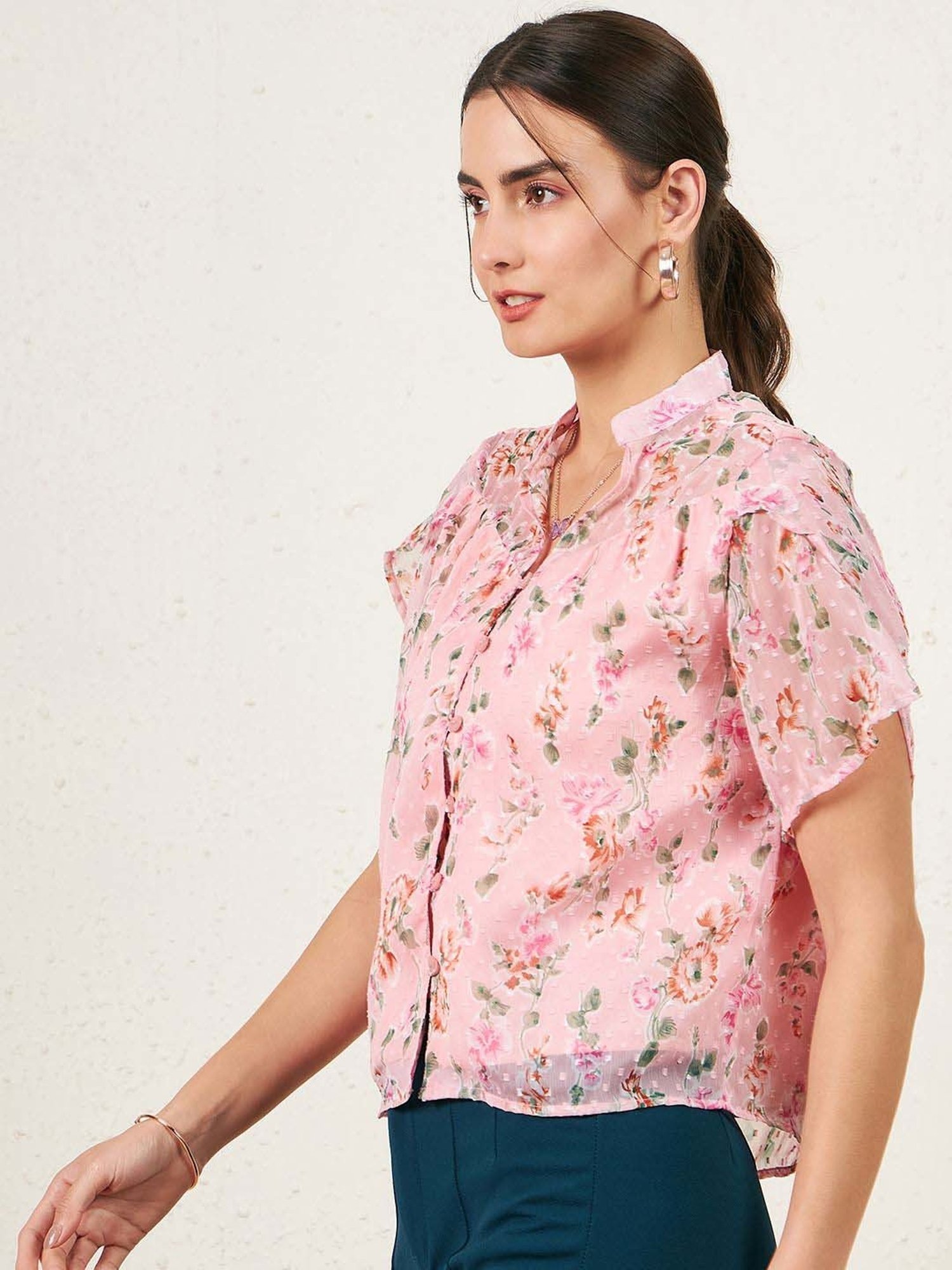 Marie Claire Pink Printed Top
