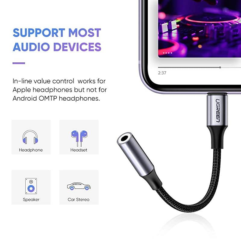 Headphones Adapter for Apple MFi Certified iPhone Lightning to 3.5mm Jack Converter for iPhone 12 Mini 12 Pro Max 11 Pro Max X XR XS iPhone 7 7P 8 8P
