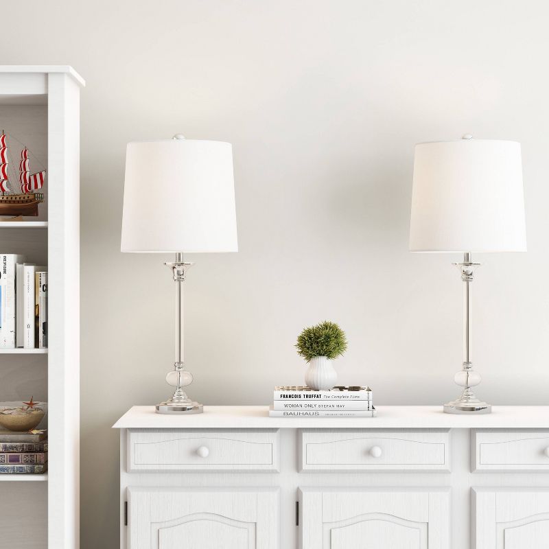 Crystal Lamps-Set of 2 Faceted Silver Lighting (Includes LED Light Bulb)