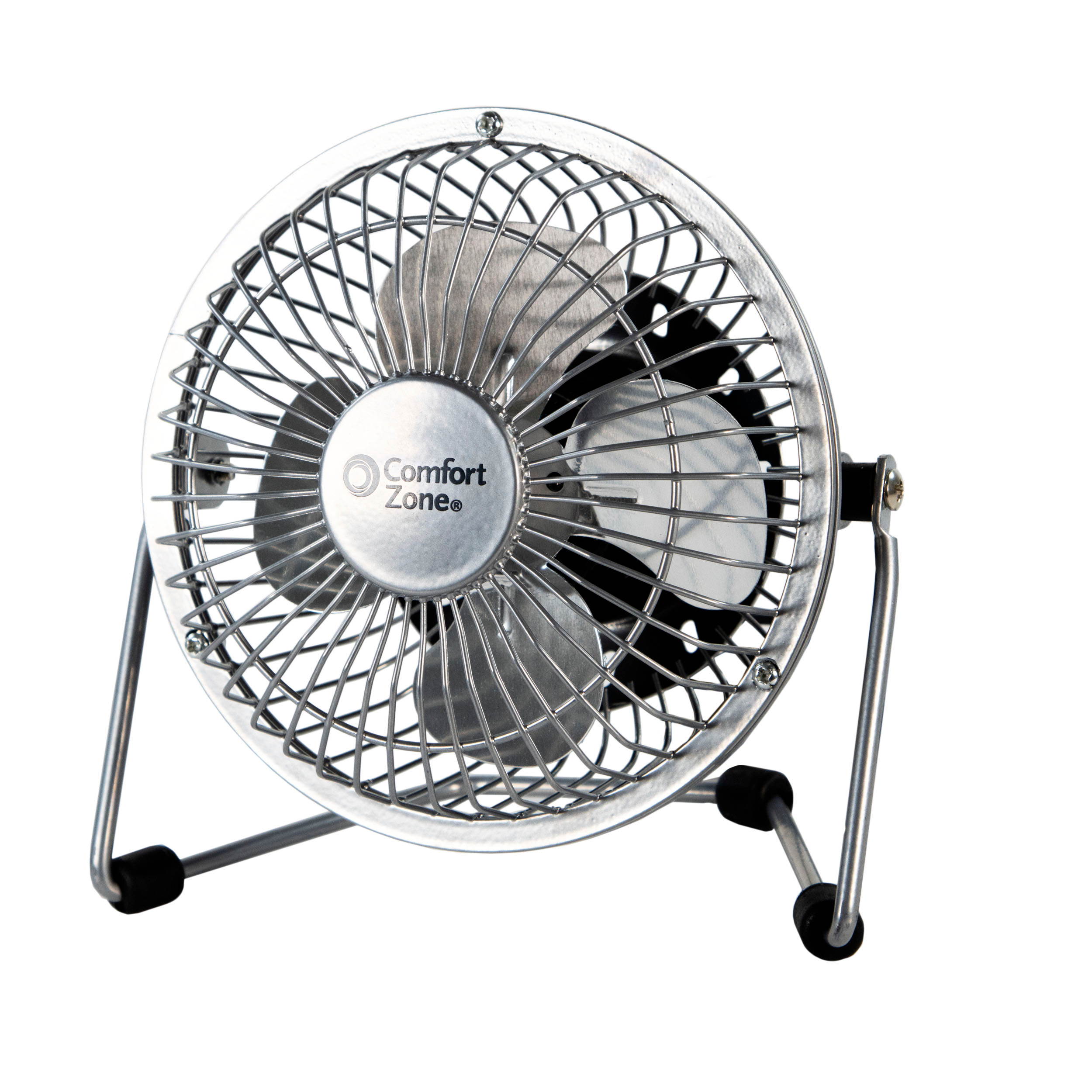 Comfort Zone CZHV4S Quiet Dual-Powered 4-inch High-Velocity Portable Fan with Adjustable Tilt, Silver