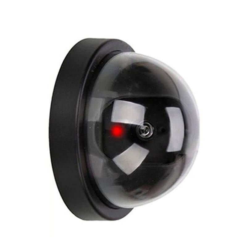 2 X Black Dome Fake Dummy Security CCTV Camera Waterproof IR LED Flashing Red Light Outdoor Indoor Surveillance