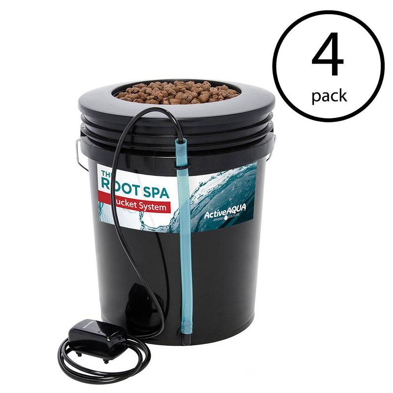 Active Aqua Root Spa 5 Gallon Hydroponic Bucket System Grow Kit (4 Pack)
