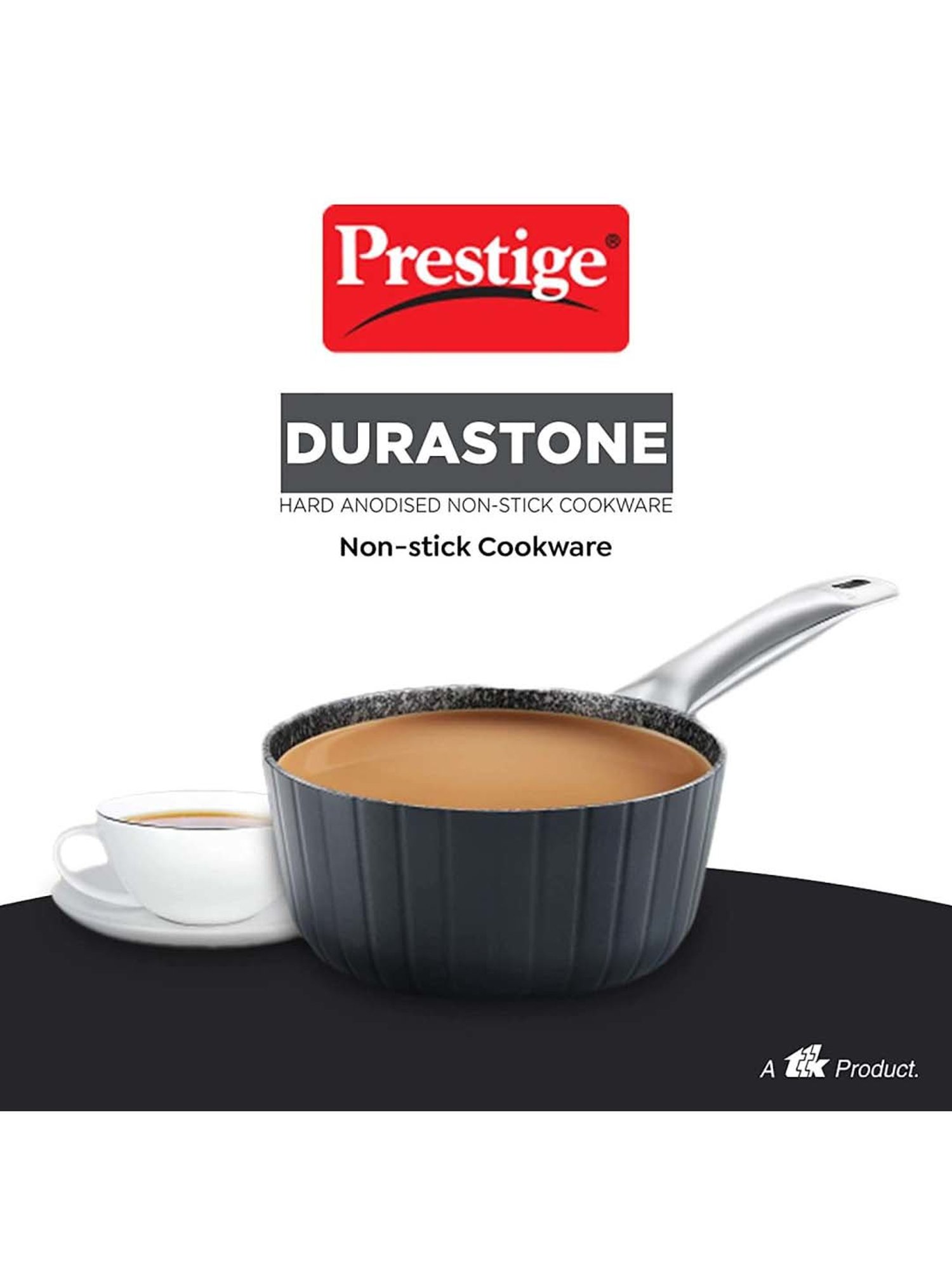 Prestige Black Hard Anodised 16 cm Non-Stick 6-Layer Sauce Pan With Lid (1.6 L)