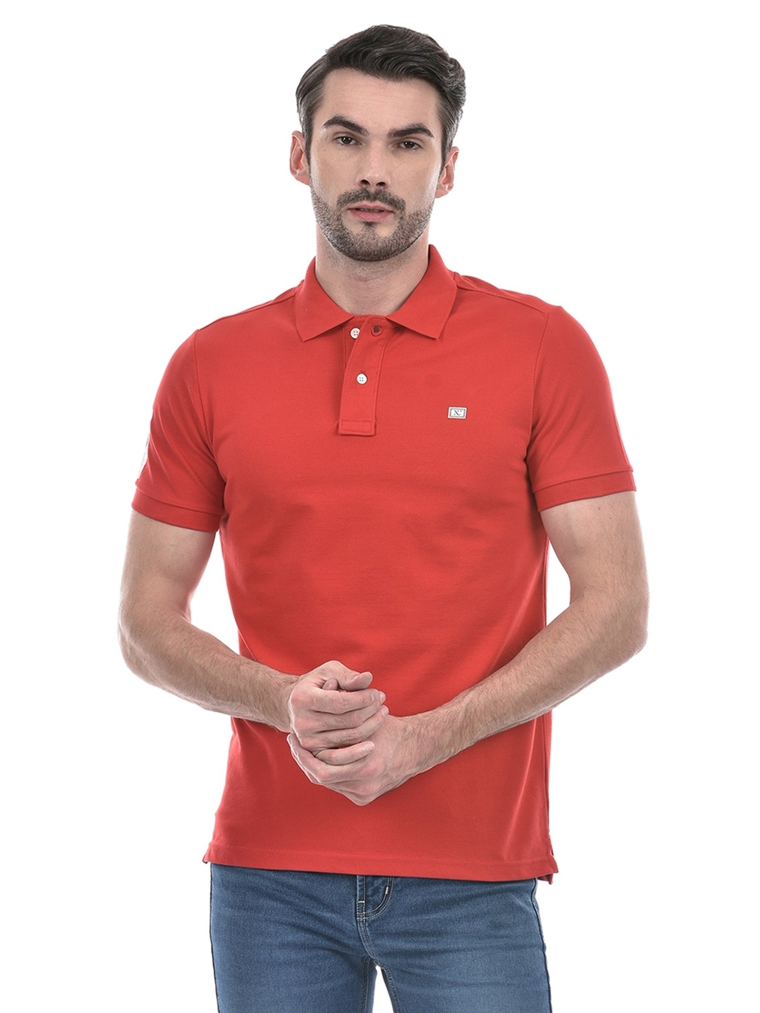 Numero Uno Red Cotton Regular Fit Polo T-Shirt