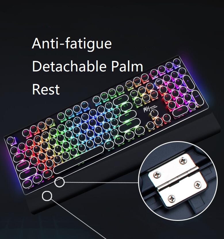 Royal Kludge RKS108 Retro Punk Version RGB Backlit USB Wired Mechanical Gaming Keyboard, N-key Rollover