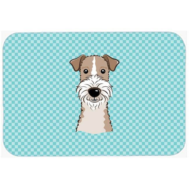 Checkerboard Blue Wire Haired Fox Terrier Mouse Pad, Hot Pad or Trivet BB1185MP