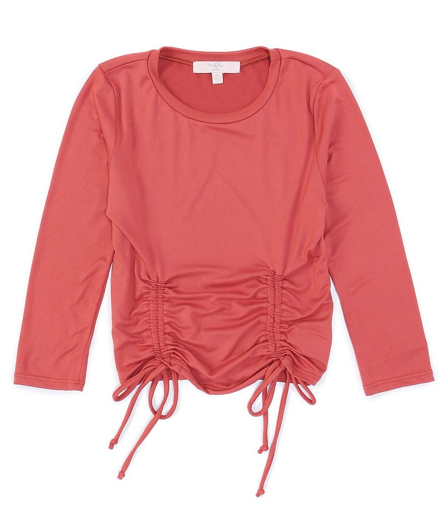 Moa Moa Big Girls 7-16 Long-Sleeve Ruched-Side Knit Top