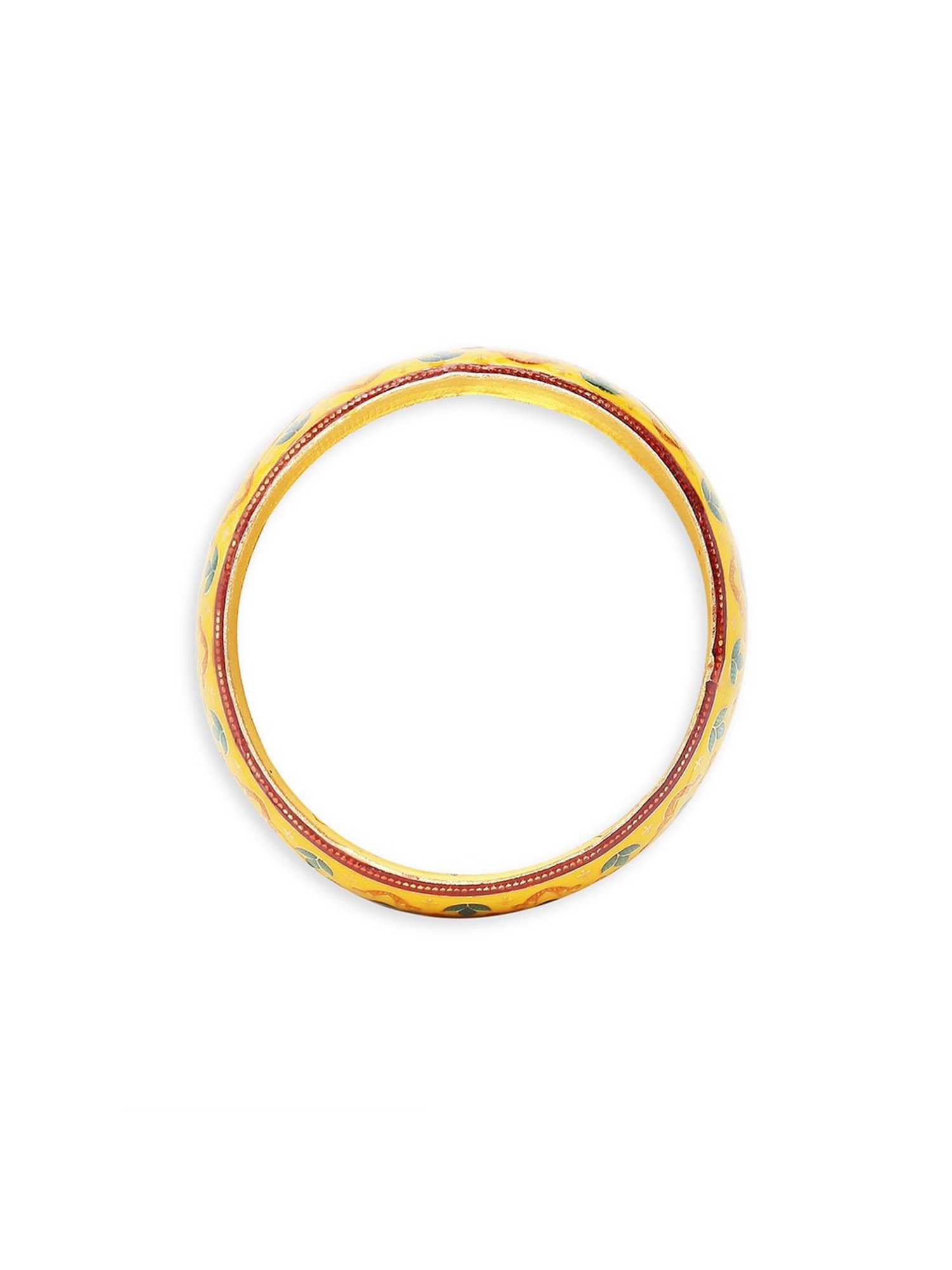 Oomph Yellow Brass Kada Bangles - Set of 2