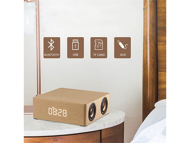 Autofeel Portable Retro Wooden Handsfree Wireless Bluetooth Speaker 3D Stereo Subwoofer Speaker Support TF AUX MP3 Loudspeakers HIFI Stereo Bass Surround Sound Subwoofer Home Mobile Phone Computer