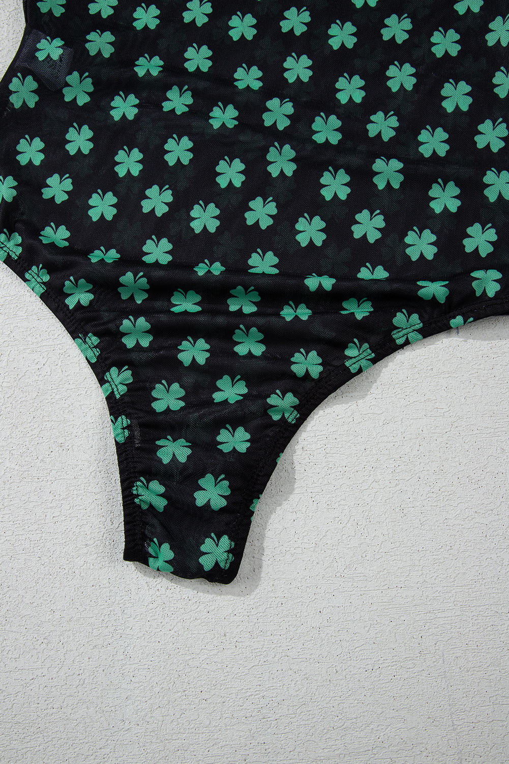 Rose Red Rhinestone Mesh Long Sleeve Bodysuit