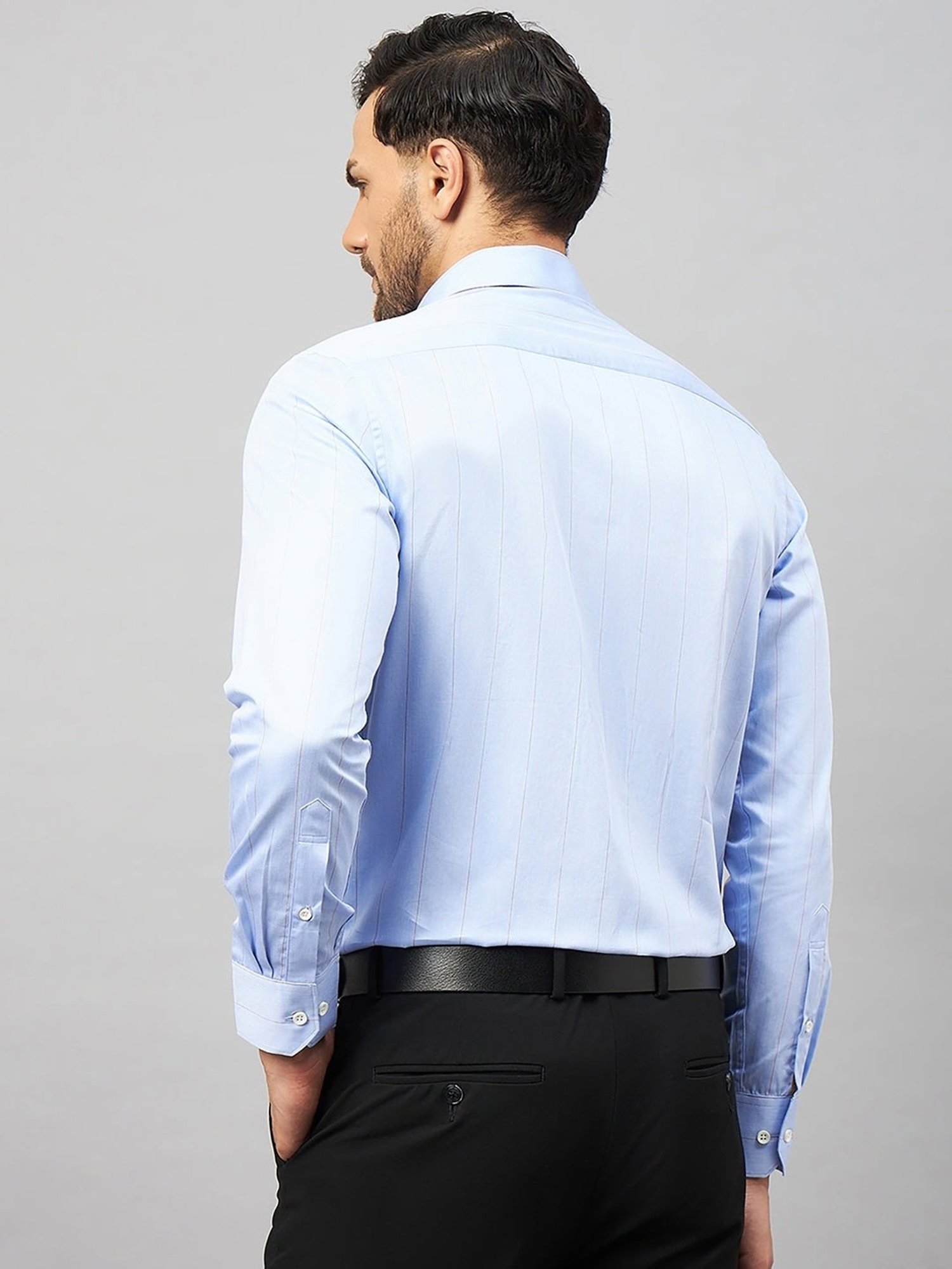 Louis Stitch Blue Cotton Regular Fit Striped Shirt