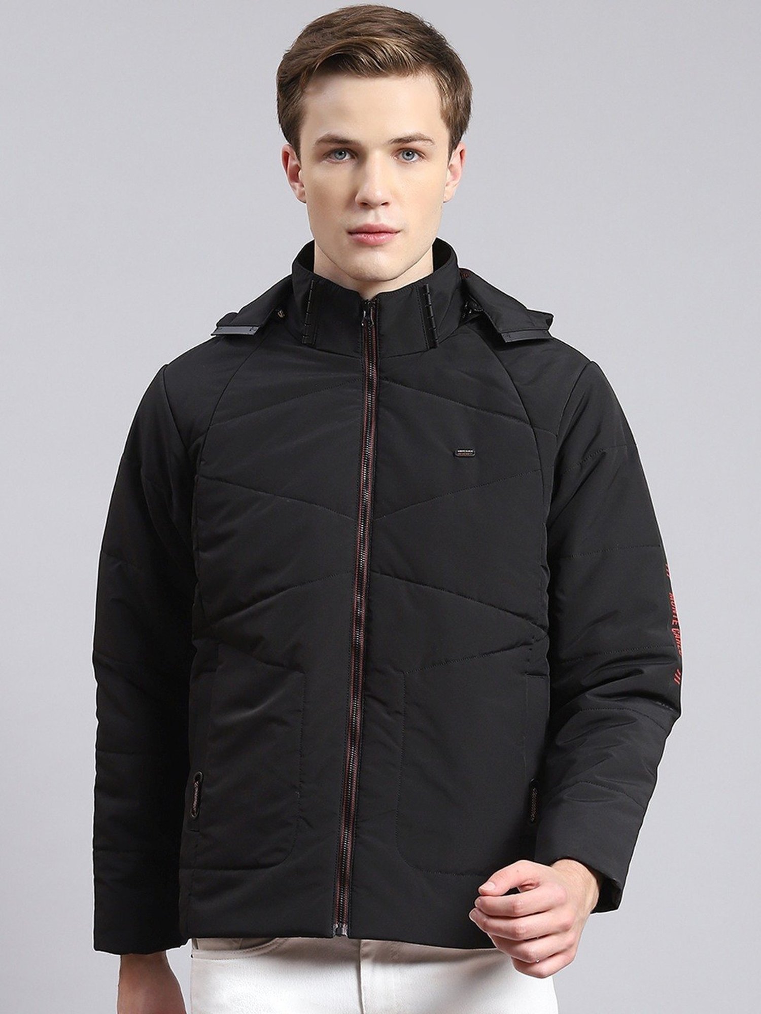 Monte Carlo Jet Black Regular Fit Quilted Hooded Jacket