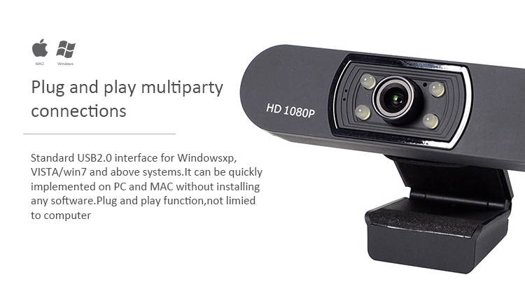 Jansicotek H800 1080P HD 2.0 Million Pixels Webcam Computer Camera For video conferencing software, Netmeeting and MSN, Yahoo and Skype