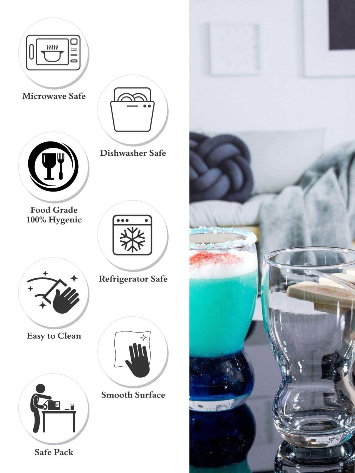 ROXX Fountain Transparent Glass Tumbler (0.365 L) - Set of 6