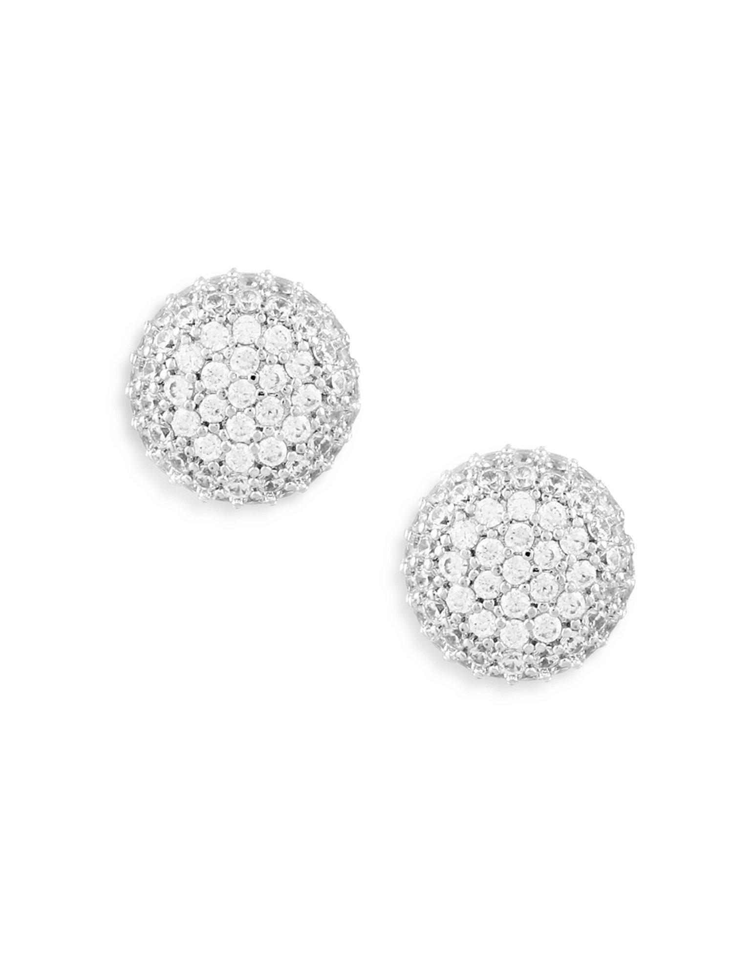 Abdesigns Silver Plated Round American Diamond Stud Earrings
