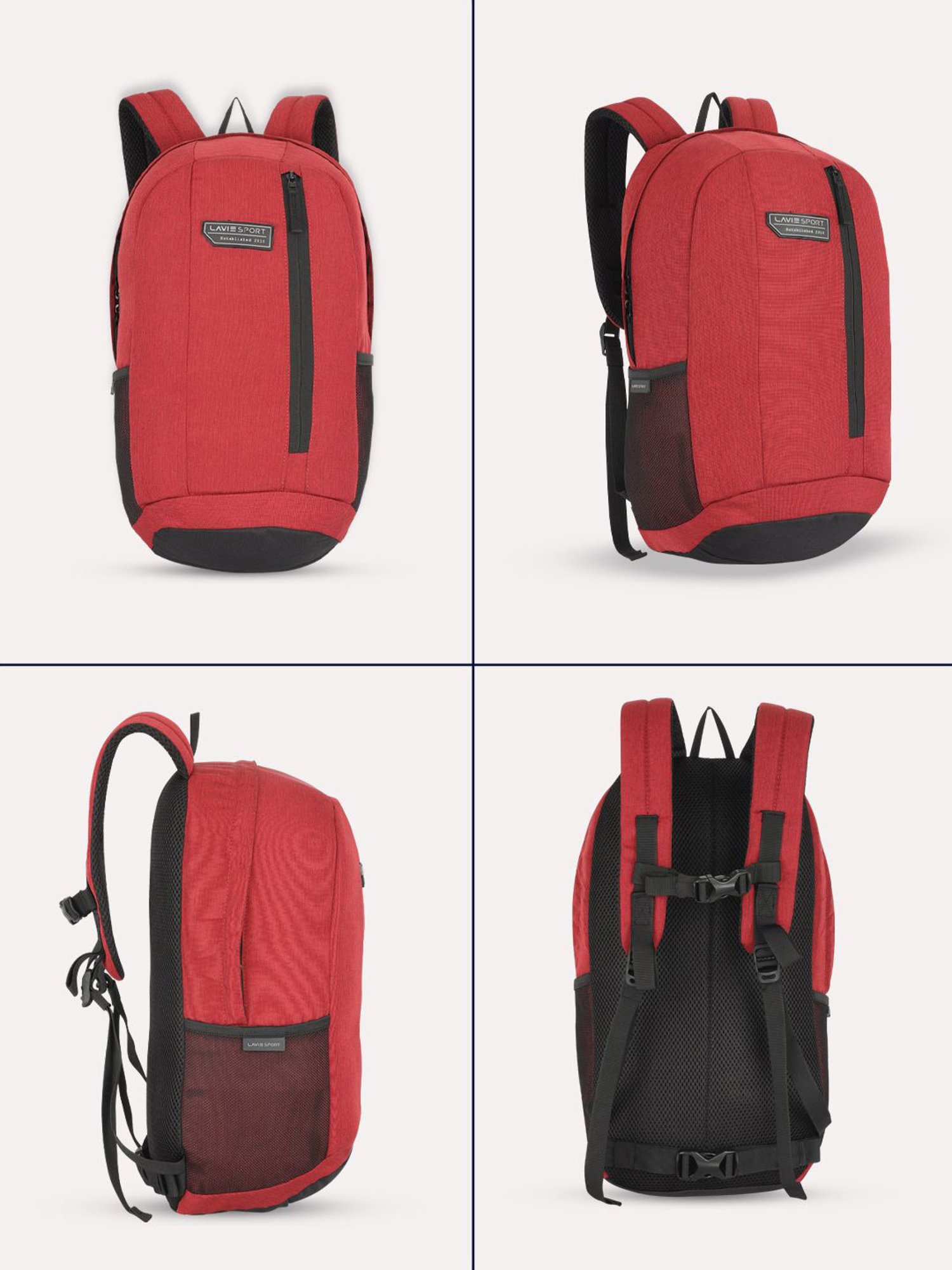 Lavie Sport Red Polyester Solid Backpack - 22 Ltrs