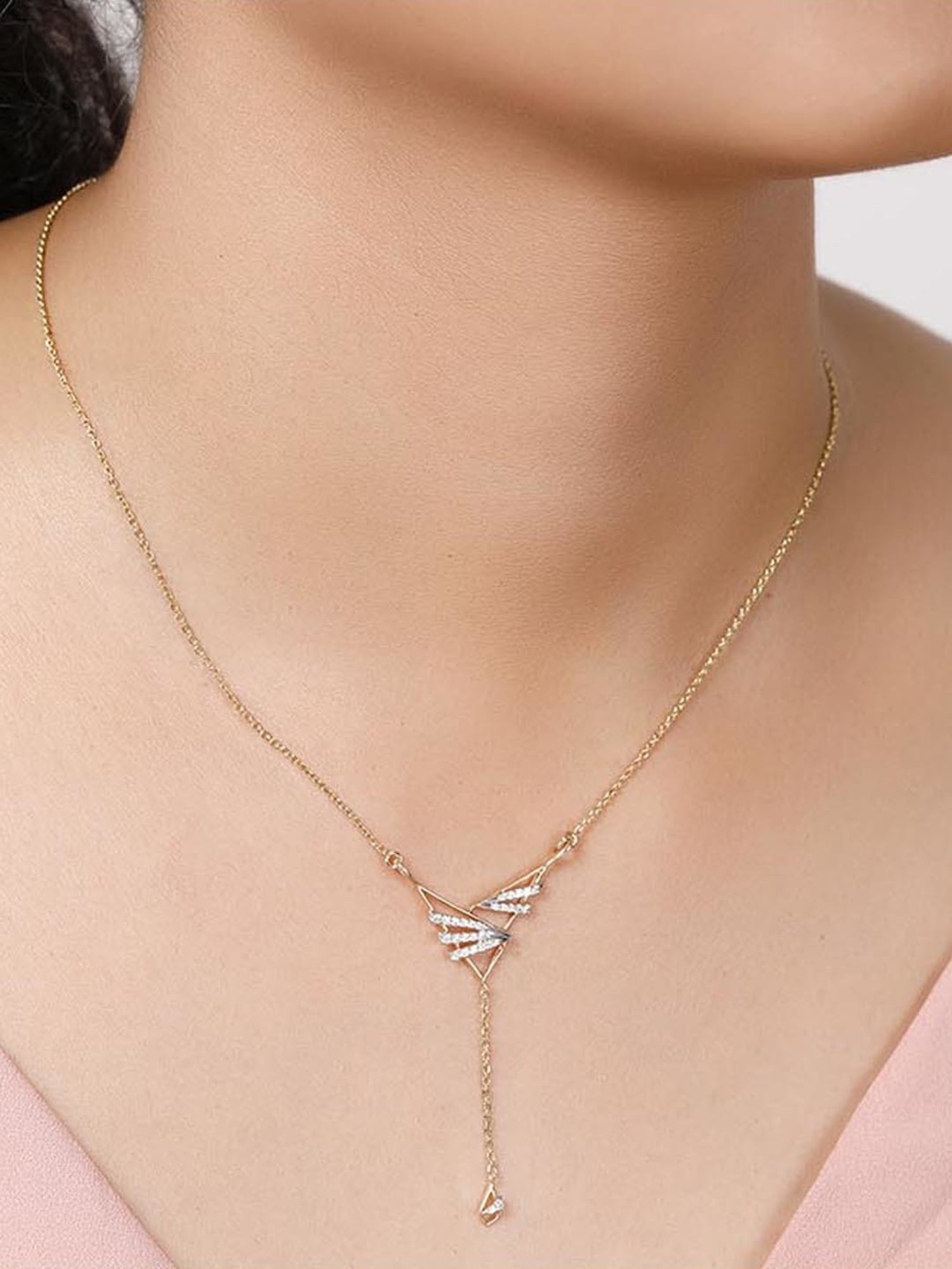 Mia by Tanishq Nature's Finest 14k Gold Radiant Harmony Diamond Princess Necklace for Women