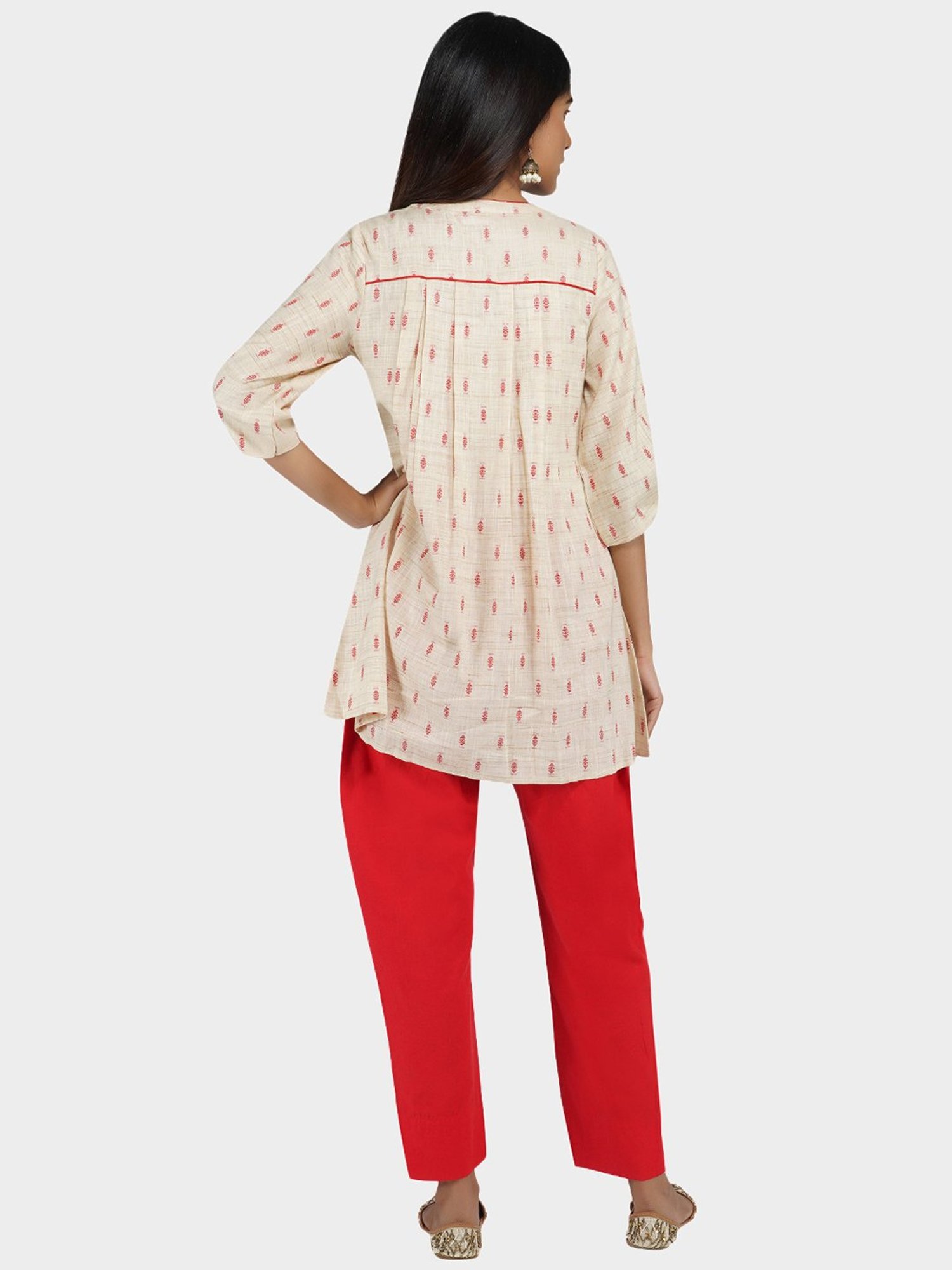 Paislei Beige Cotton Kurta