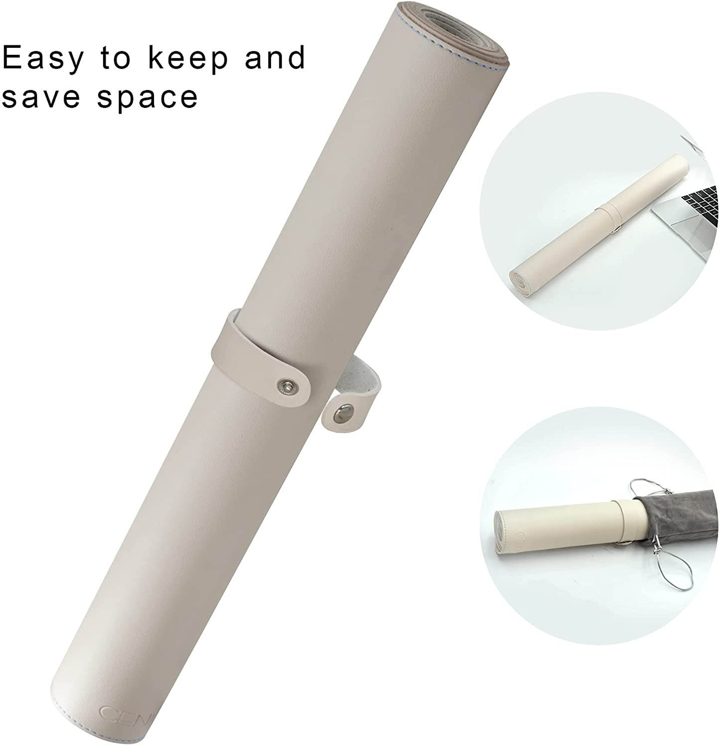 Desk Mat Pad Blotter Protector 59 x 23.6", Super Large PU Leather Desk Mat Laptop Keyboard Mouse Pad with Comfortable Writing Surface Waterproof (Off-White)