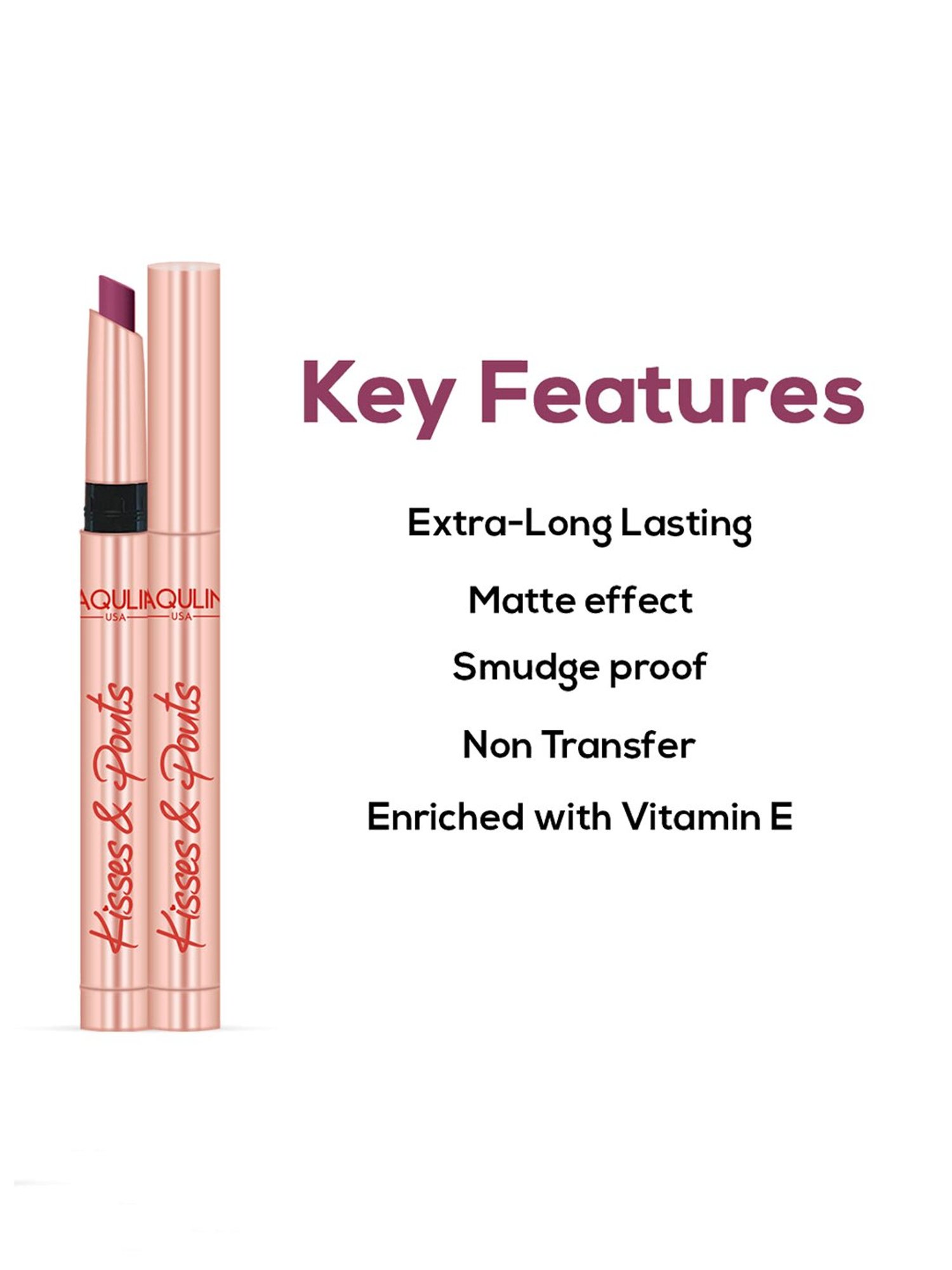 Jaquline USA Kisses & Pouts Transfer Proof Matte Lipstick Butterfly Kiss - 1.4 gm