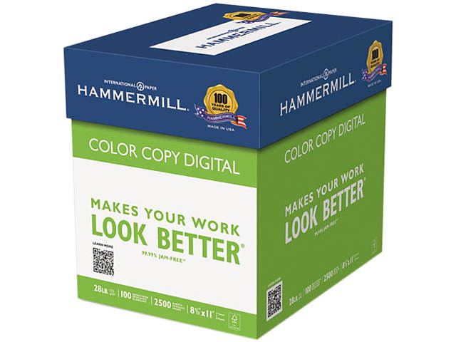 Hammermill - 102450 - Copy Paper, 100 Brightness, 28lb, 8-1/2 x 11, Photo White, 2500/Carton