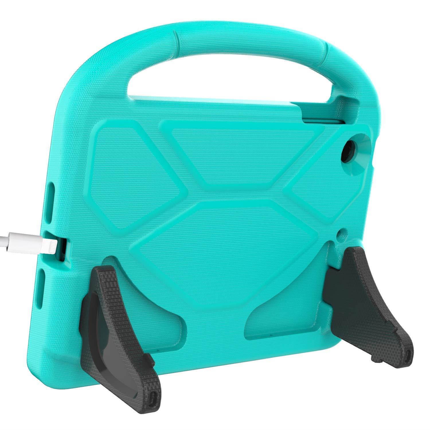 BMOUO Case for iPad Mini 1 2 3 with Built-in Screen Protector, Shockproof Lightweight Hard Cover Handle Stand Kids Case for Apple iPad Mini 1st 2nd 3rd Generation, Turquoise