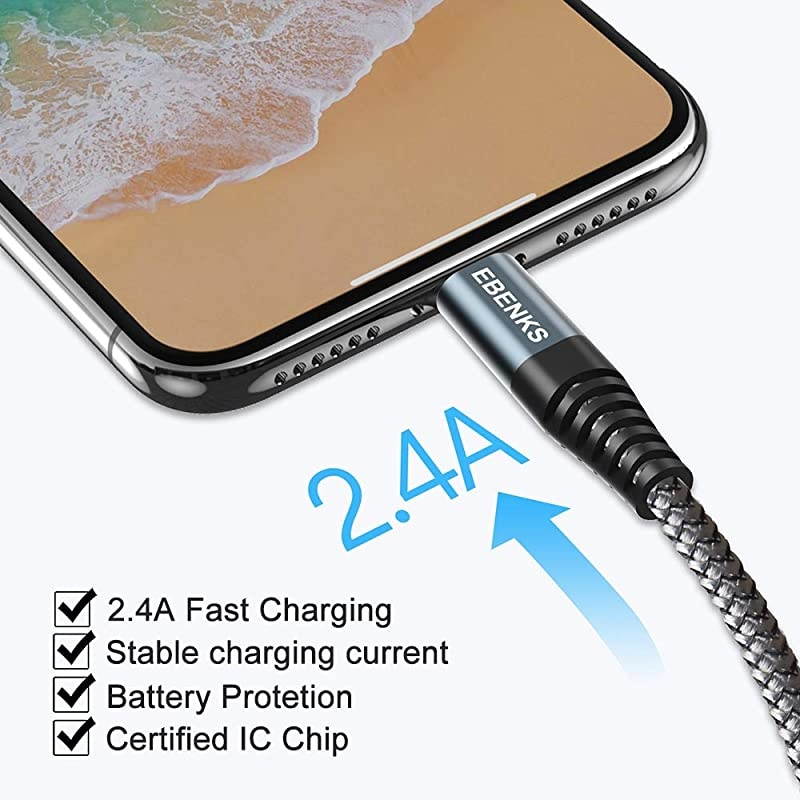 Duty 6FT 3Pack Charger Cable, 6 Foot Braided Fast Charging Cords Long USB Cable Compatible with iPhone 11 Pro Max/X/XS/XR/8 Plus/7 Pus/ 6s Plus/5 SE/Pad Mini/Air Case