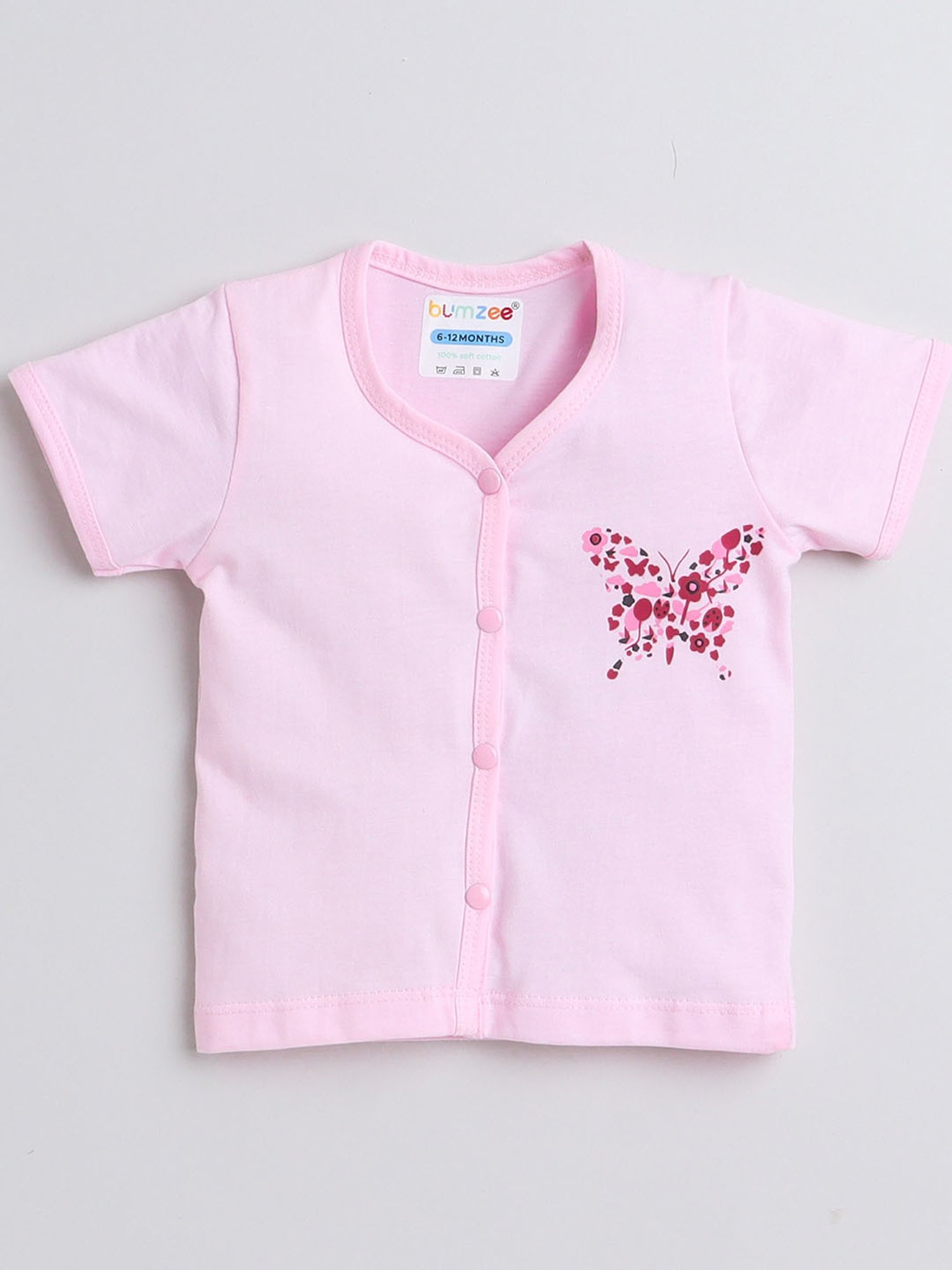 Bumzee Kids Pink Printed Jhabla with Shorts