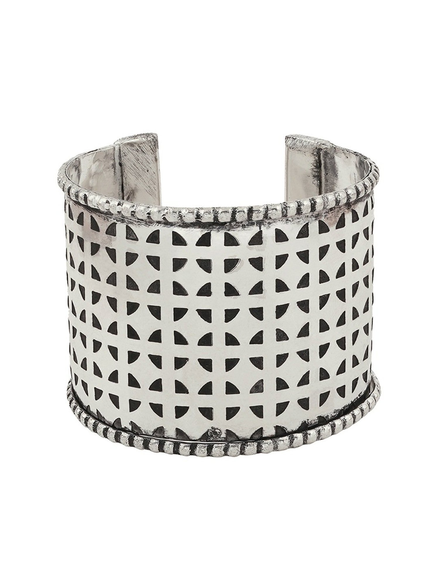 Teejh Fizah Silver Oxidized Cuffs Bracelet