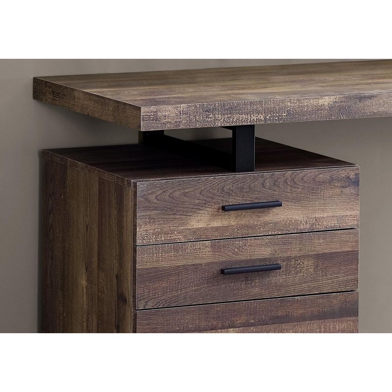 Monarch Specialties Computer Desk with File Cabinet, Left or Right Set- Up, 48" L, Brown Reclaimed Wood Look