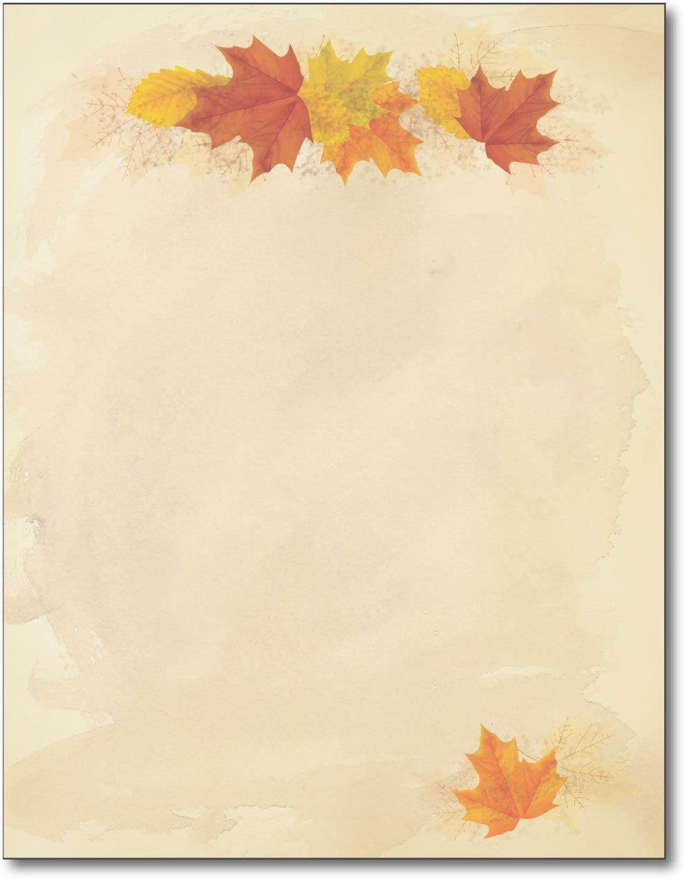 Simple Fall Leaves Stationery Paper - 80 Sheets - 8.5 X 11 Inches
